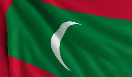 A flag of Maldives in the windの写真素材