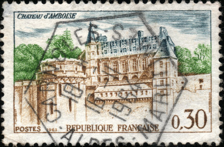  CIRCA 1963  A stamp showing Chateau dのeditorial素材