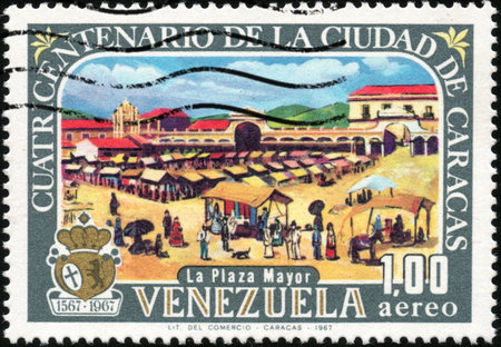  CIRCA 1967  A stamp printed in Venezuela showing the caracasの写真素材