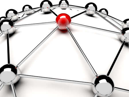 A red sphere linked with other grey  networking conceptの写真素材