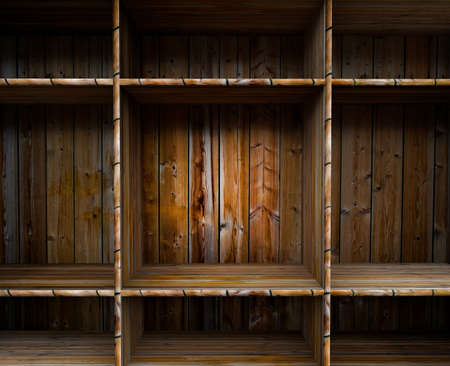3D empty wood shelf  grunge interior for your objectsの写真素材