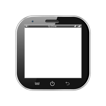 A black realistic vector square smartphone isolated on a white backgroundのイラスト素材