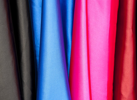 Red, purple ,blue and black silk fabric