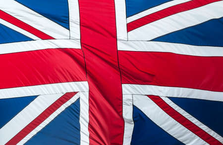 Closeup of Glossy Flag of Great Britainの写真素材