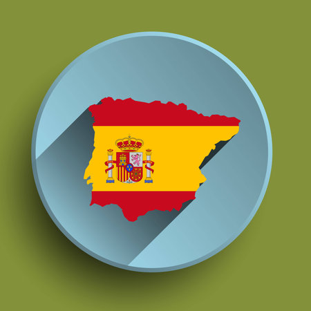 Flat icon with flag of Spainのイラスト素材