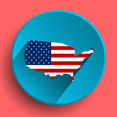 Flat icon with flag of USAのイラスト素材