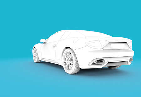 3d rendering of a brandless generic white toon carの写真素材