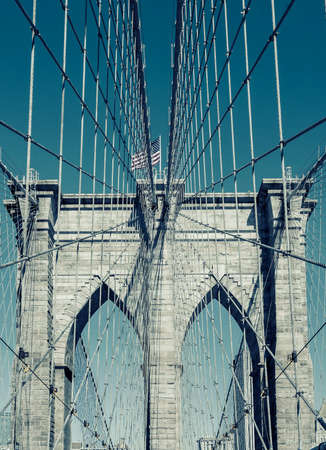 Close up on Brooklyn Bridge, New Yorkの写真素材