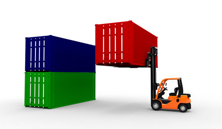3D Forklift truck with containers