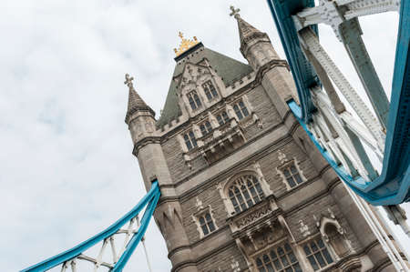 Tower Bridge on River Thames London UKの写真素材