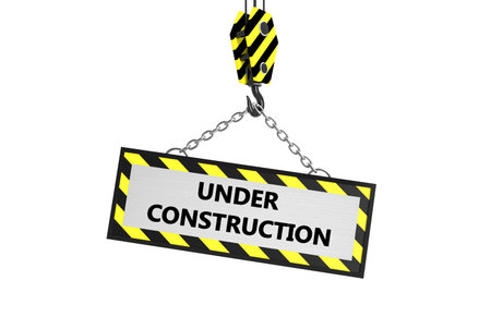 Under construction frame with crane isolated on a white backgroundの写真素材