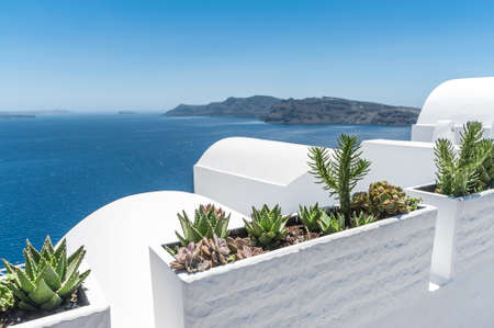 View of the volcano of Santorini from the Oia village - Greeceの写真素材