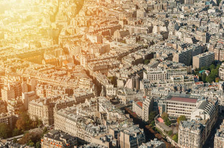 Aerial view of Paris at sunset, Franceの写真素材