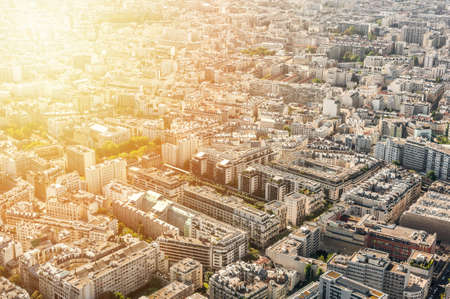 Aerial view of Paris at sunset, Franceの写真素材