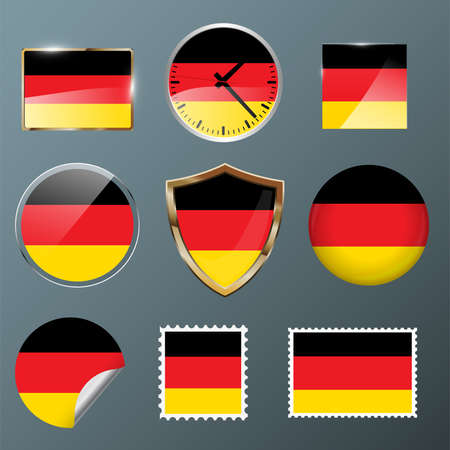 Germany flag set collection in badges, labels, watch, stamps,shields, buttonsのイラスト素材