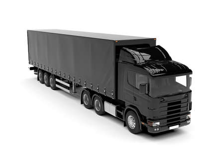 Black big truck isolated on a white background: 3D illustrationの写真素材
