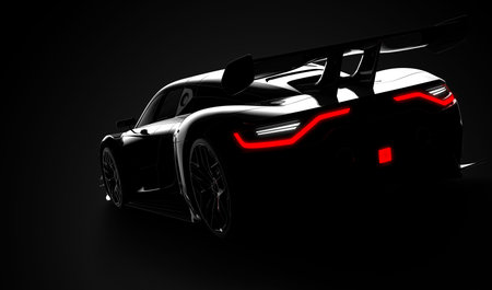 Black modern sport car: 3D illustrationの写真素材