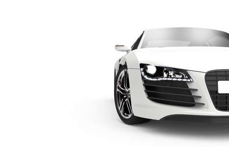 Front view of a generic and brandless modern car on a white background. 3d illustrationの写真素材