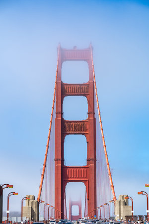 Iconic view of Golden Gate Bridge in San Francisco
