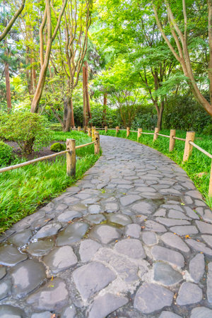Stone walkway in Japanese Tea Garden, San Franciscoのeditorial素材
