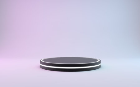 Black podium isolated on a colorful background. 3d illustration