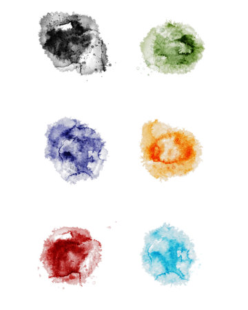 Abstract watercolor shapes on white backgroundのイラスト素材