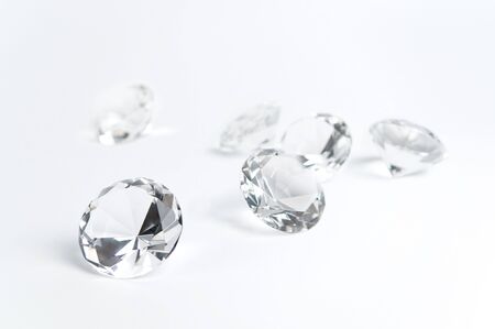 Group of diamonds on a white background.の写真素材