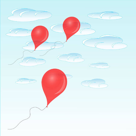Red balloon on blue sky backgroundのイラスト素材