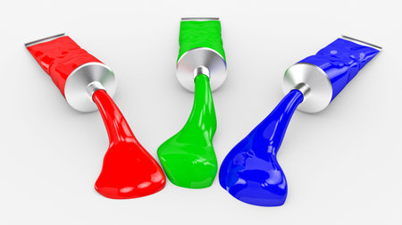RGB concept on white background, 3D render