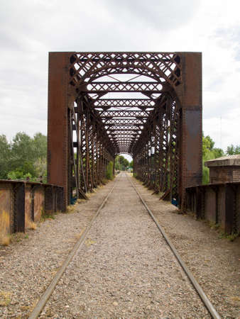 Railway tracks under the bridge. Tandil, Buenos Aires, Argentina.の写真素材