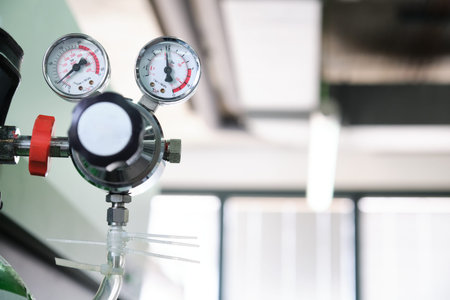 Pressure gauge in a specialized laboratory. Laboratory material.