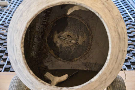 Inside view of a concrete mixer.の写真素材