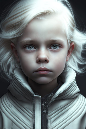 Portrait of an albino girl created using Generative AI.の写真素材