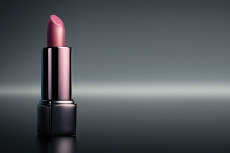 Pink lipstick over grey background created using Generative AI.の素材