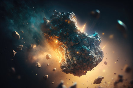 Meteor shower in a galaxy created with Generative AI.の素材