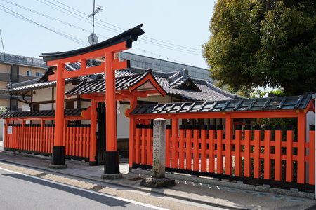 Kyoto, Japan. April 20, 2023: Exterior view of Tanaka Shrine in Kyoto, Japan.のeditorial素材