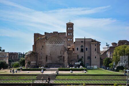 The ancient "Forum Romanum" in Rome in Italyの写真素材