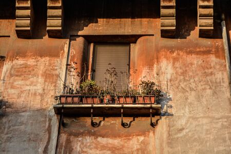 Italy, Rome, Garbatella, old building facadeの写真素材