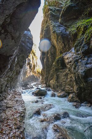 Partnachklamm in Garmisch-Partenkirchen, a canyon in germanyの写真素材