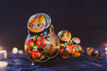 Matryoshka dolls isolated on white backgroundの写真素材