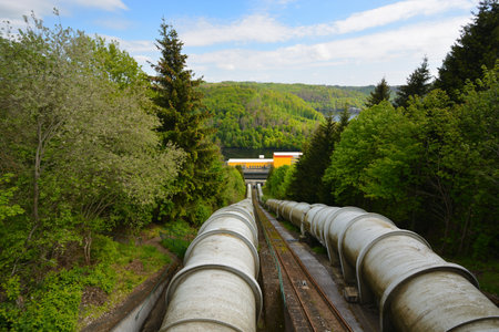 Rappbode dam in Germany in the mountains of Harzの写真素材