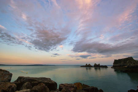 Sunset in Morgat in Brittany in summerの写真素材