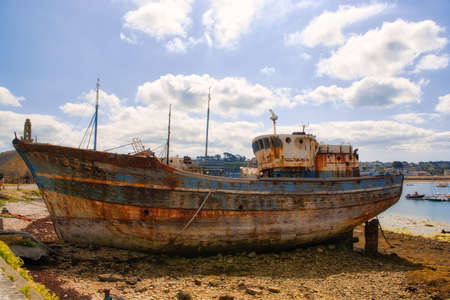 Ship on the Ship Cemetery in Brittany (Camaret Sur Mer)の写真素材