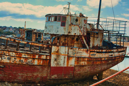 Ship on the Ship Cemetery in Brittany (Camaret Sur Mer)の写真素材