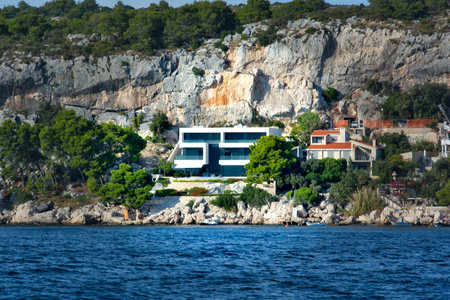 Modern architecture exterior, white and clean, Croatiaの写真素材