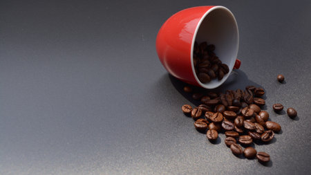 Scattered coffee beansの写真素材