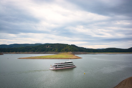 Drought at the Edersee, National Park, Hesse, Germanyの写真素材