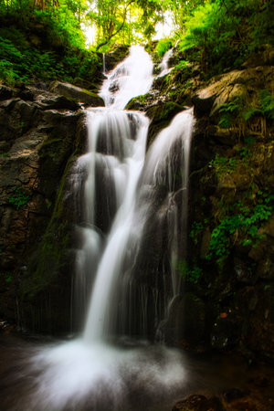 Todtnau Waterfall in the Black Forest Mountains, one of the highest waterfalls in Germanyの写真素材