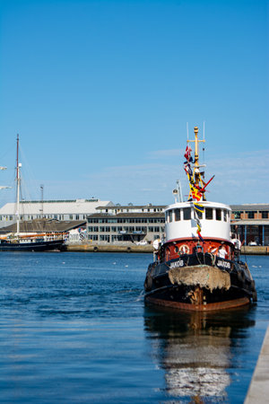 Waterside with Harbor in Aarhus, Denmark in summer 2023の写真素材