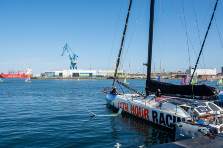 Harbor with ships in Aarhus, Denmark in summer 2023の写真素材